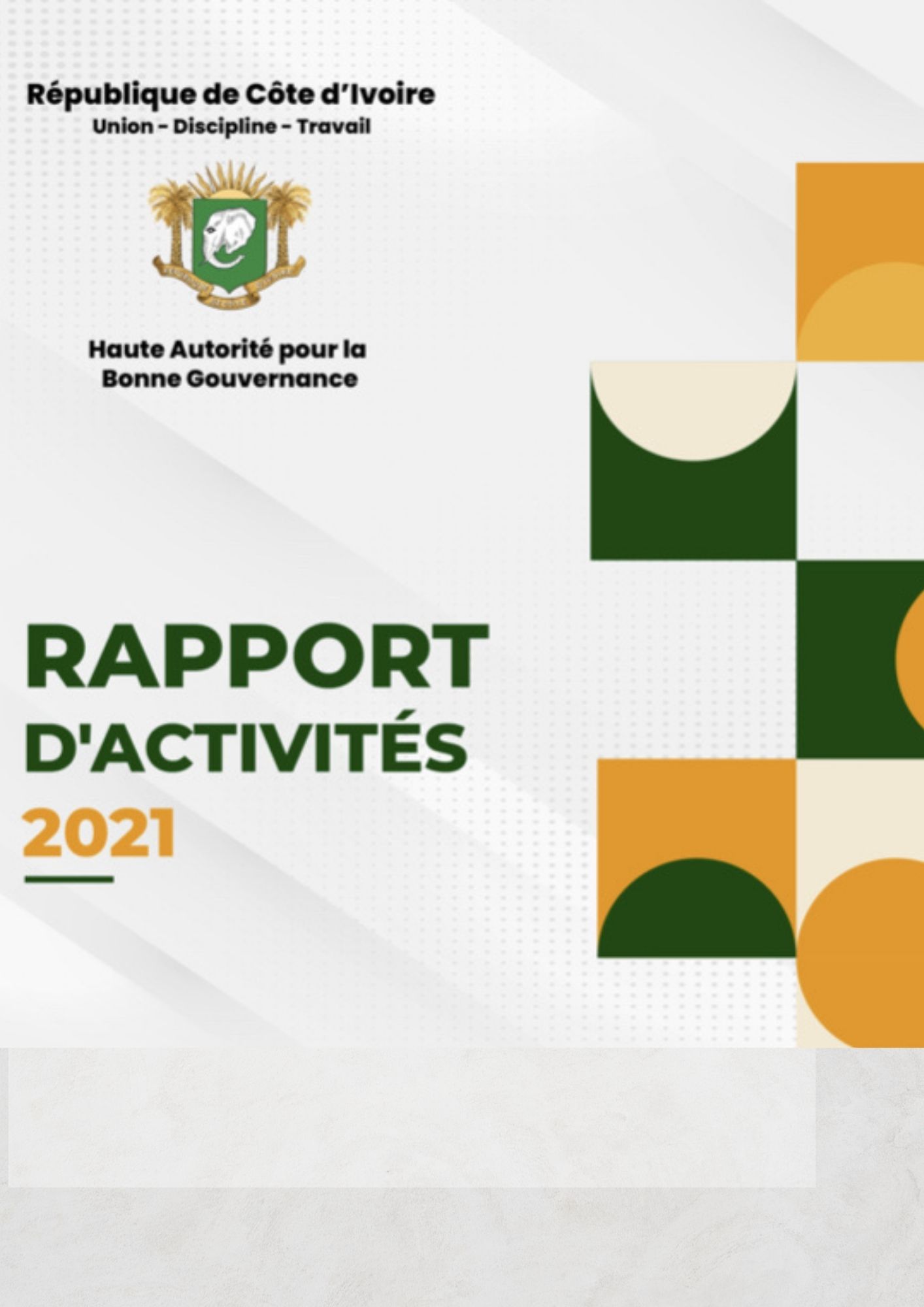 Rapport annuel d'activités  de  Haute Autorité pour la Bonne Gouvernance 2021 